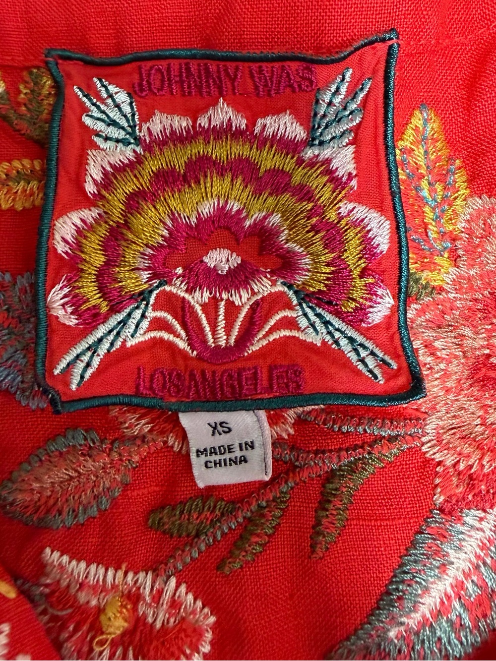 Johnny Was Lissa weekend a Red Embroidered Floral Tunic Sz Sx - Picture 5 of 13